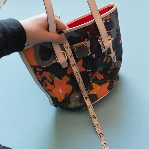 Dooney & Bourke Hand Painted Graffiti Splatte Canvas Bucket Shoulder Tote Bag - Picture 8 of 12